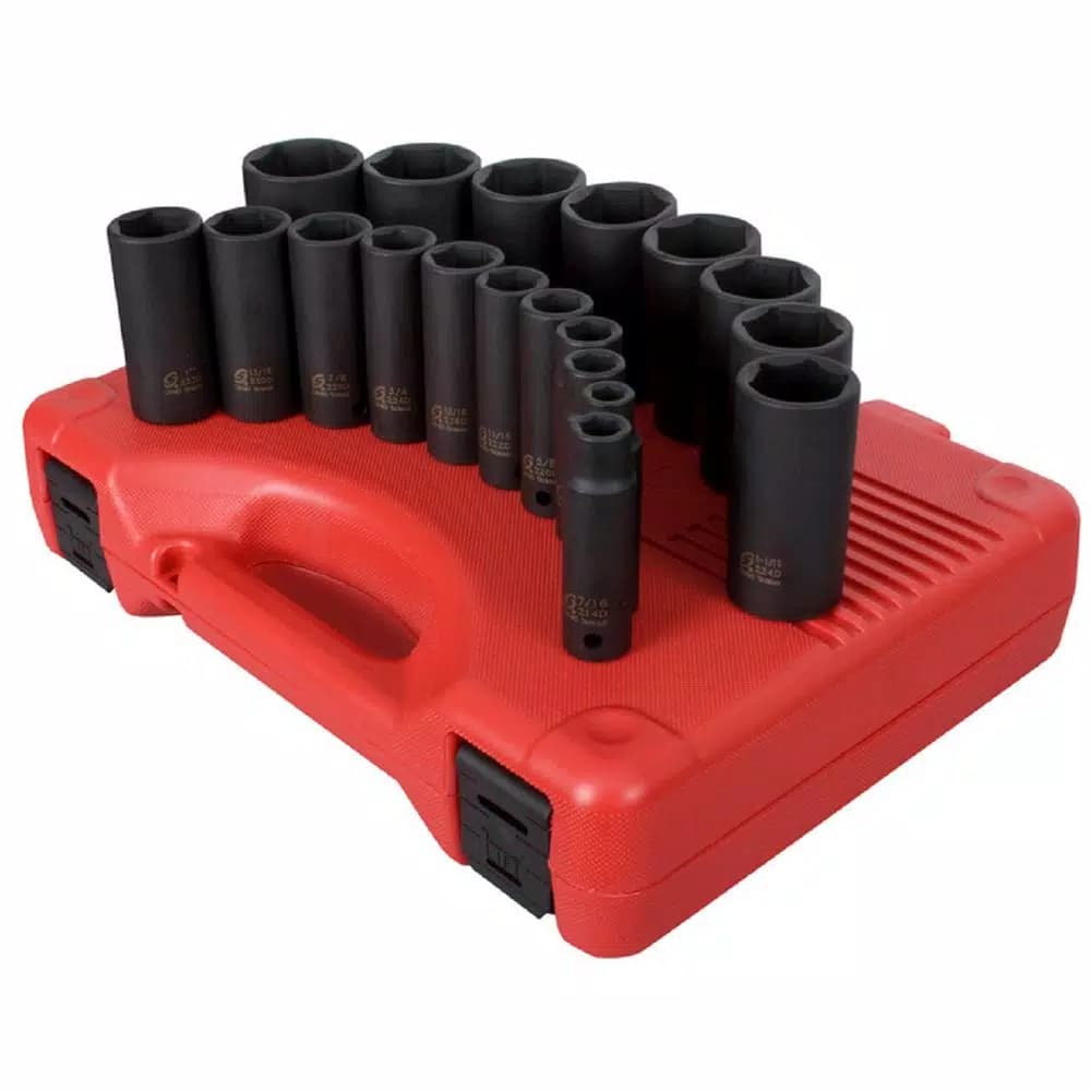 SUNEX TOOLS 19-Piece 1/2 in. Drive Deep Impact Socket Set, Chrome-Molybdenum Alloy Steel