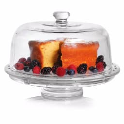Gibson Home Great Foundations 12-in Clear Glass Cake Stand with Pedestal and Dome Lid thumbnail 2