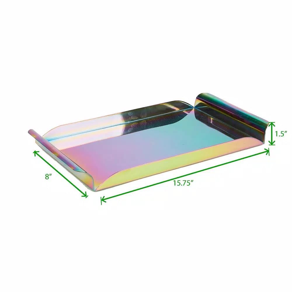 Mind Reader Assorted Color Rainbow Steel Rectangular Serving Tray with Handles