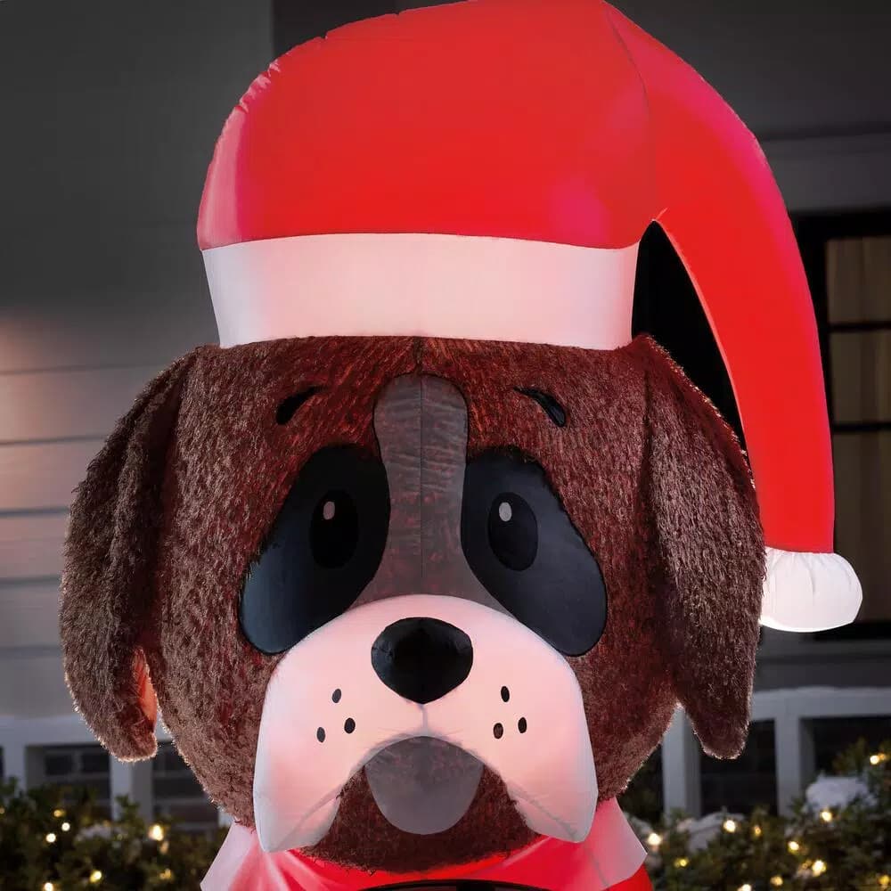 Airblown 6 ft. Inflatable Fuzzy St. Bernard Dog with Barrel Holiday Decoration