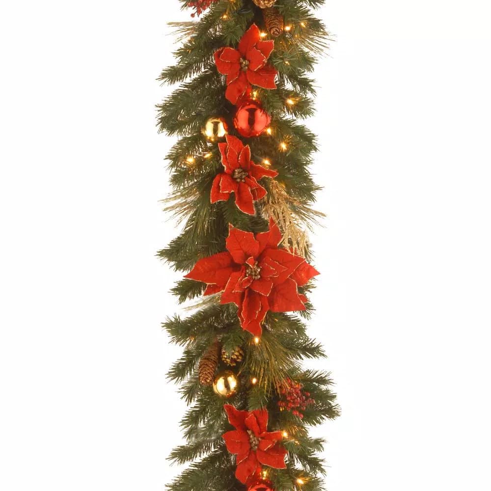 Unbranded 9 ft. Home Spun Decorative Collection Garland with 100 Clear Lights