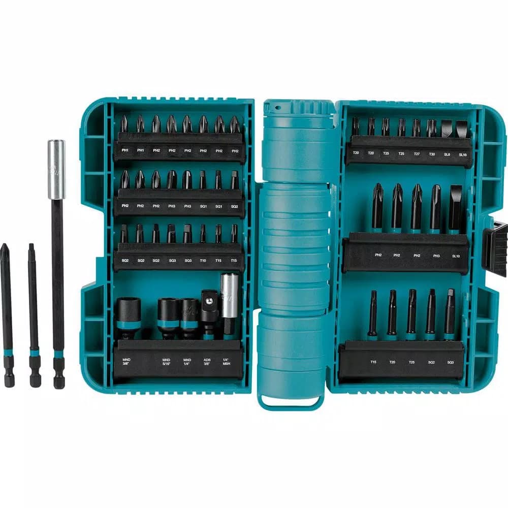 Makita ImpactX 50-Piece Impact Rated Driver Bit Set, S2 Steel Hex Shank