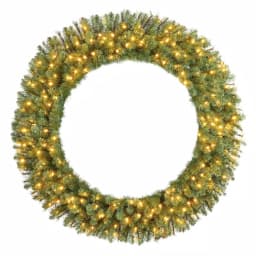 Home Accents Holiday 60 in. Wesley Pre-Lit Long Needle Pine Artificial Christmas Wreath with 240 Warm White LED Lights thumbnail 1