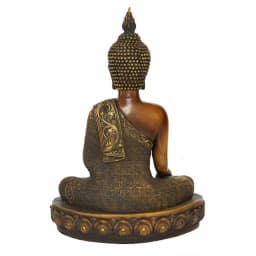 LITTON LANE Polystone Sitting Buddha Sculpture with Mirrored Accents and Bronze Finish thumbnail 3