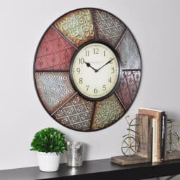 FirsTime 20.5 in. Round Patchwork Wall Clock, Multicolor Modern Quartz Movement thumbnail 1