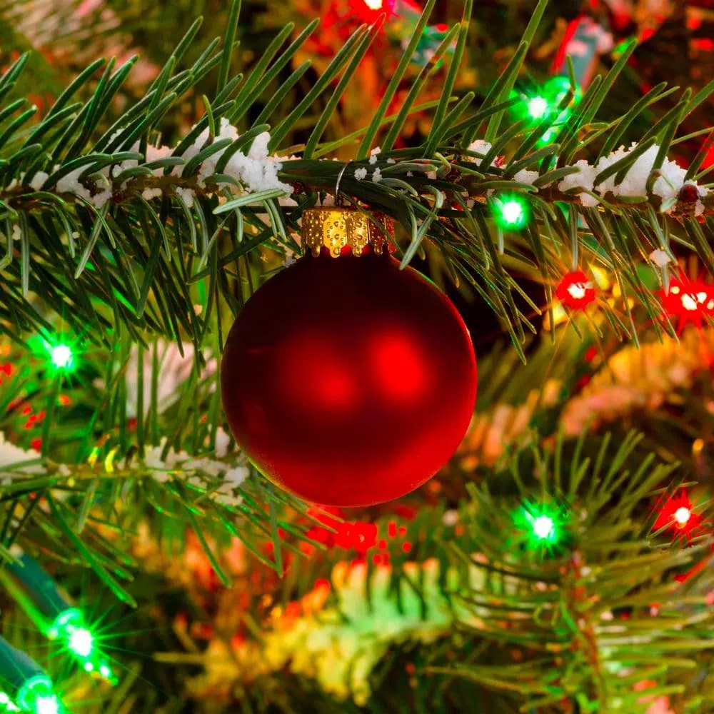LUMABASE 200-Light Red and Green Mini String Lights, Steady Incandescent, Green Cord