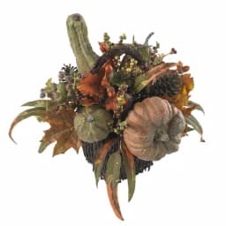 Nearly Natural 15 in. Fall Pumpkin and Berry Artificial Table Arrangement, Rustic Farmhouse Decor thumbnail 2