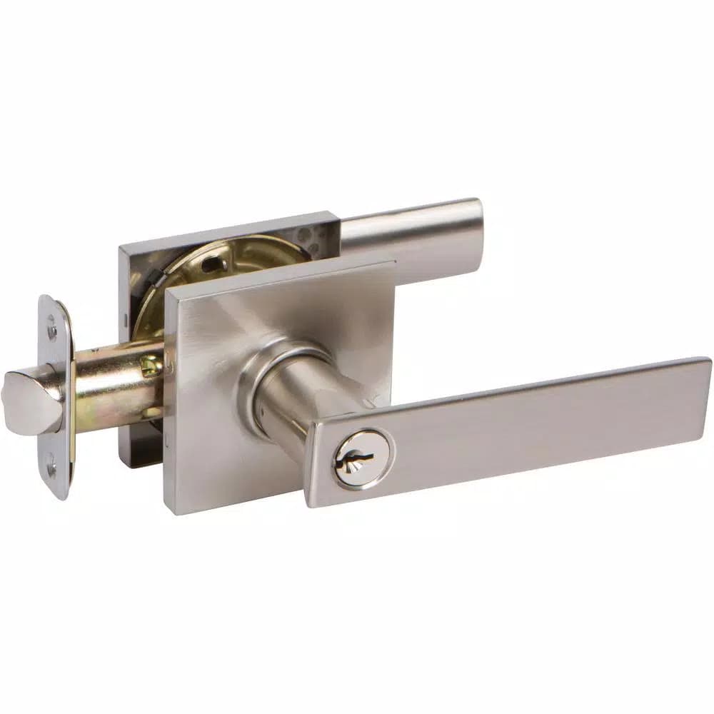 Delaney HK Series Contemporary Satin Nickel Straight Entry Door Lever, Keyed Entry Lockset