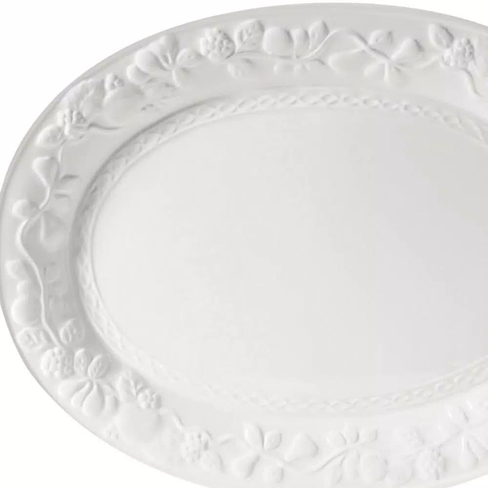 Gibson Home Fruitful White Stoneware 18.75in Oval Serving Platter