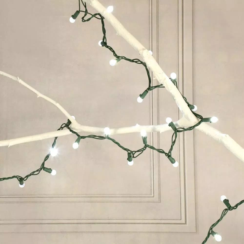 LUMABASE 70-Light LED Cool White Plastic Globe String Lights, Weather Resistant, 14.58 ft