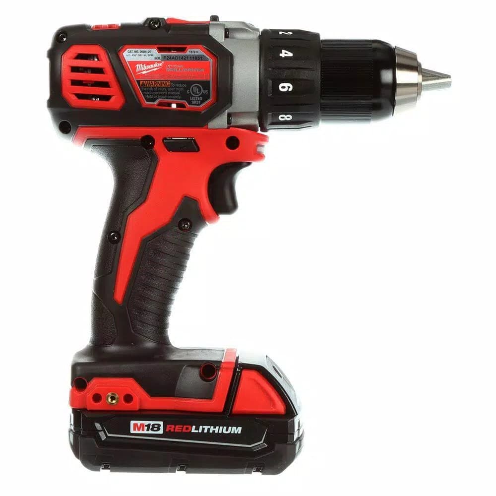 Milwaukee M18 18V Lithium-Ion Cordless 1/2 in. Drill Driver Kit with (2) 1.5Ah Batteries, Charger, and Hard Case