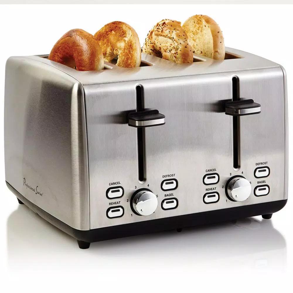 Professional Series 4-Slice Stainless Steel Wide Slot Toaster with Independent Controls