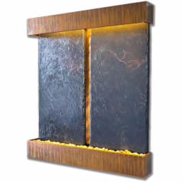 Water Wonders Nojoqui Falls Double Slate Wall Fountain with Copper Patina Trim thumbnail 3