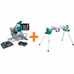 Makita 10 in. Dual-Bevel Sliding Compound Brushless Cordless Miter Saw with Folding Stand Kit thumbnail 1
