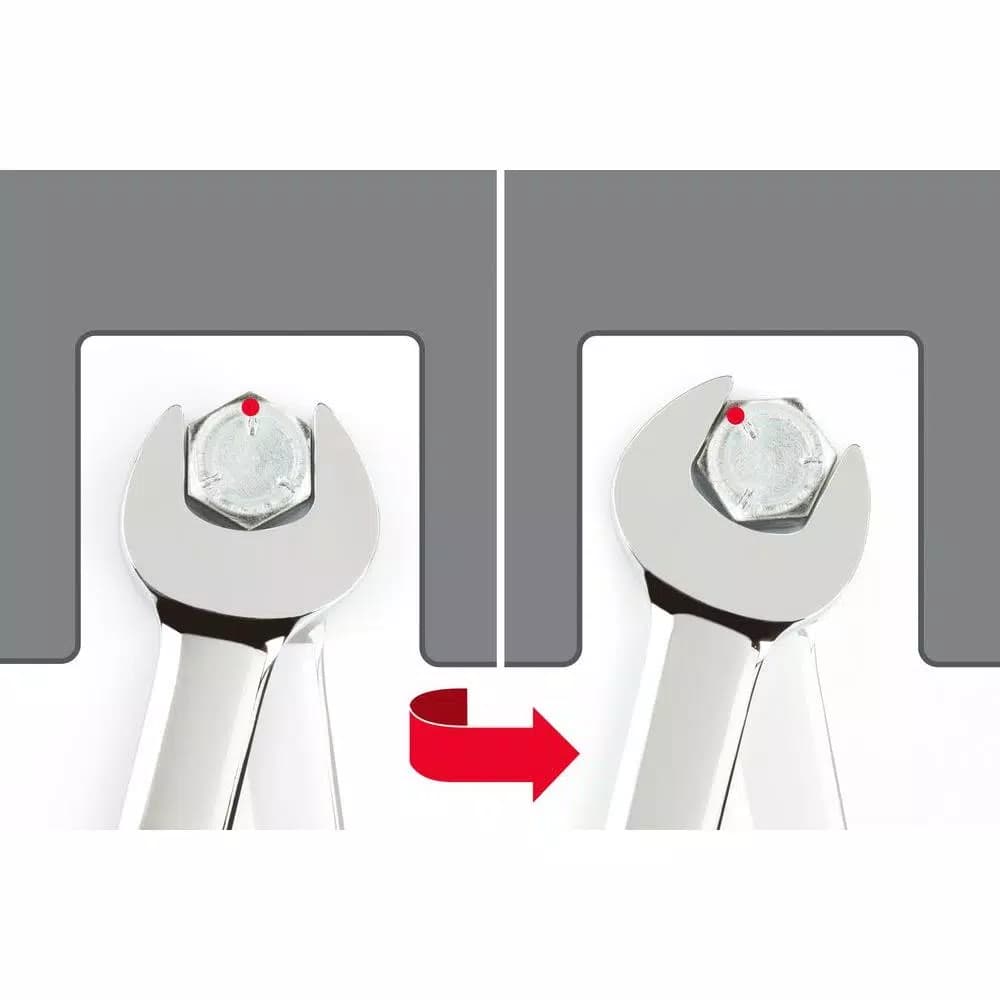 TEKTON 1/2 in. Stubby Ratcheting Combination Wrench, 6-Point Box End