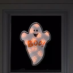 Northlight 12 in. White Holographic Lighted Ghost Halloween Window Silhouette Decoration thumbnail 2