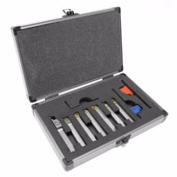 WEN 7-Piece 5/16 in. Nickel-Plated Indexable Carbide-Tipped Metal Lathe Tool Bits Set with Case thumbnail 1