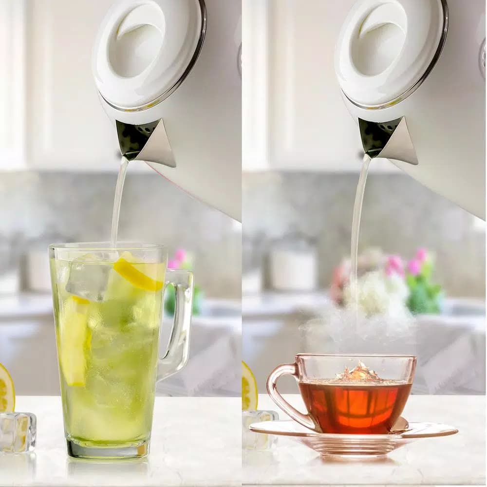 Ovente 1.7L Electric Kettle, White Stainless Steel BPA-Free Water Boiler with Auto Shut-Off