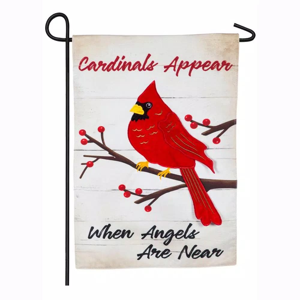 Evergreen 18 x 12.5 in. Red Cardinal Garden Linen Flag - Cardinals Appear When Angels Are Near