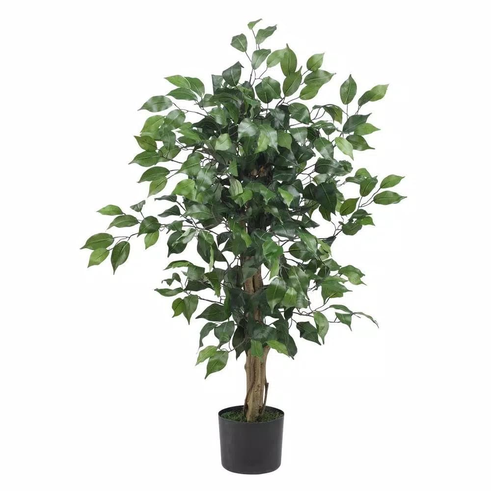 Nearly Natural 3 ft. Artificial Ficus Silk Tree with Natural Wood Trunk and 378 Leaves