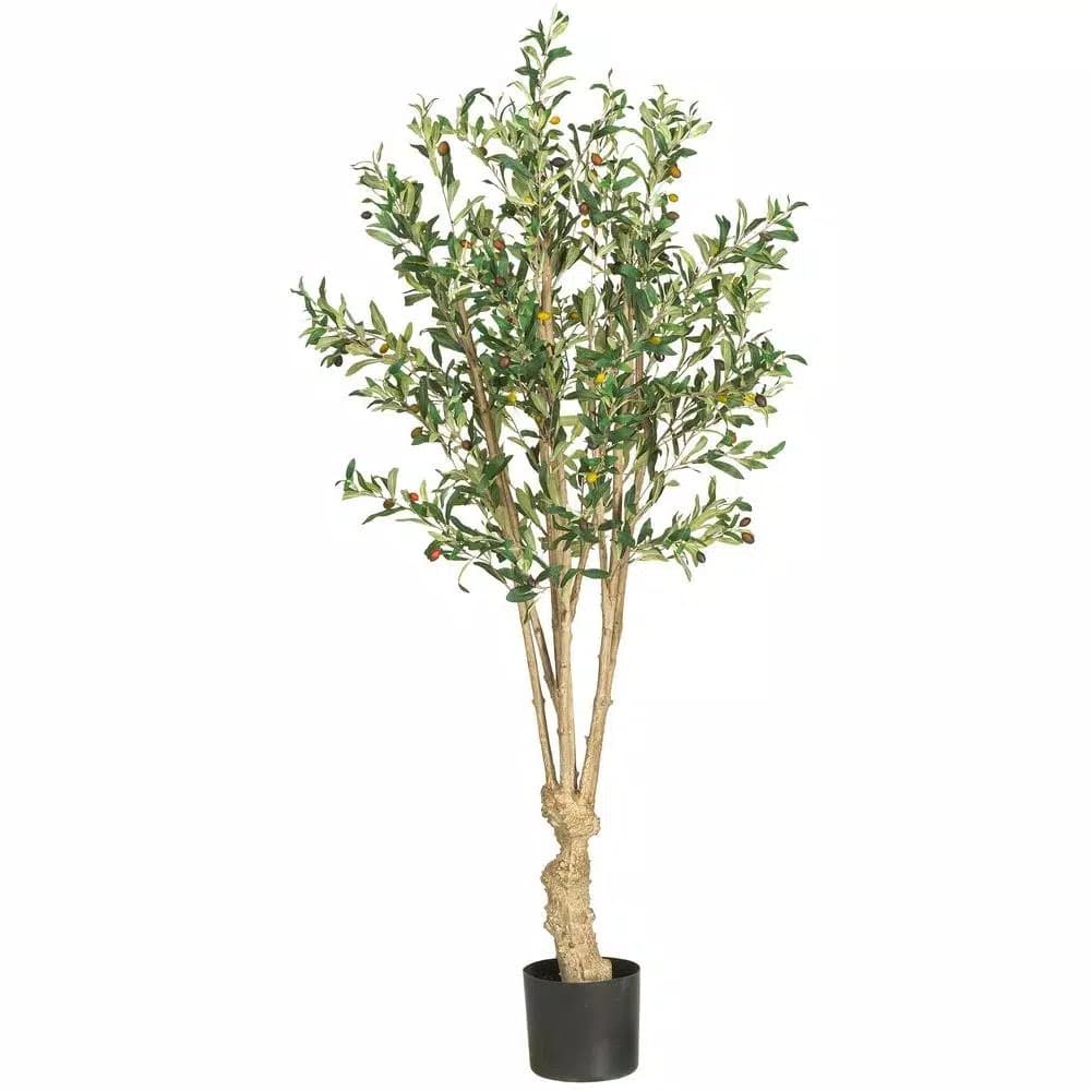 Nearly Natural 5 ft. Artificial Olive Silk Tree with 1,380 Leaves and 86 Berries