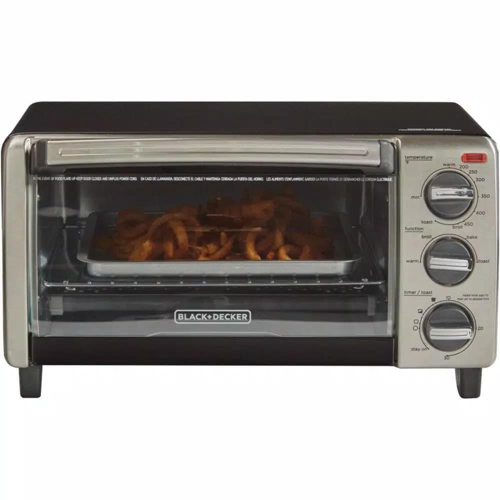 BLACK+DECKER 4-Slice Black Stainless Steel Toaster Oven with EvenToast Technology