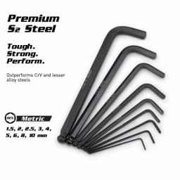 Capri Tools S2 Steel Metric Long Arm Ballpoint Hex Key Wrench Set, 9-Piece thumbnail 2