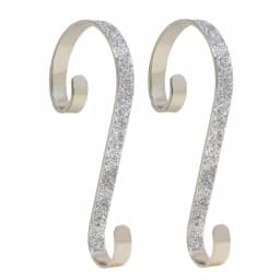 Haute Decor 6 in. Silver Glitter Steel Stocking Scroll Holders, 2-Pack thumbnail 1