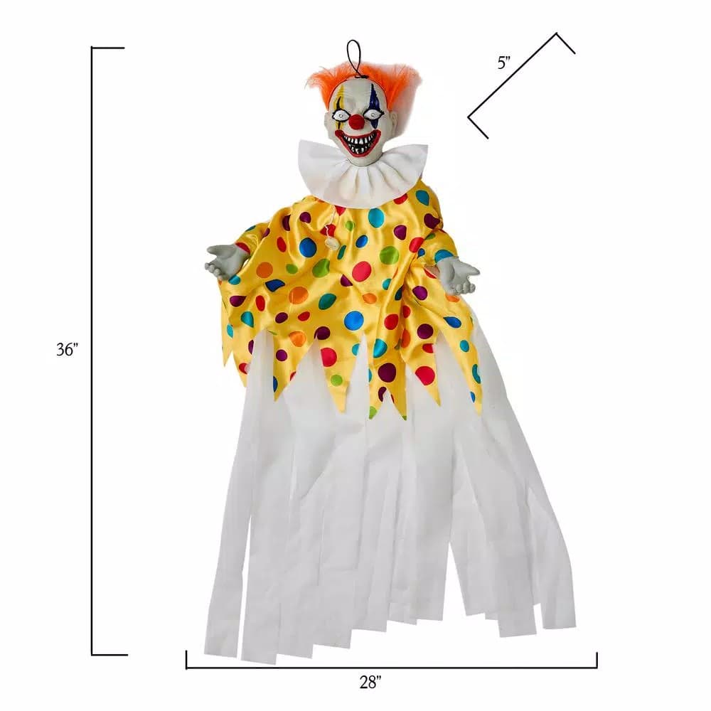 Worth Imports 36 in. Animated Clown Hanging Halloween Decor with Sound and Light