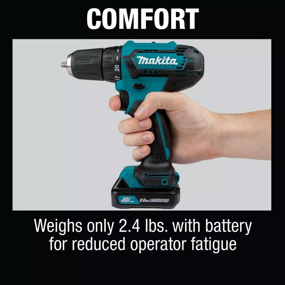 Makita 12V MAX CXT Lithium-Ion Cordless 3/8 in. Driver Drill Kit, 2.0 Ah