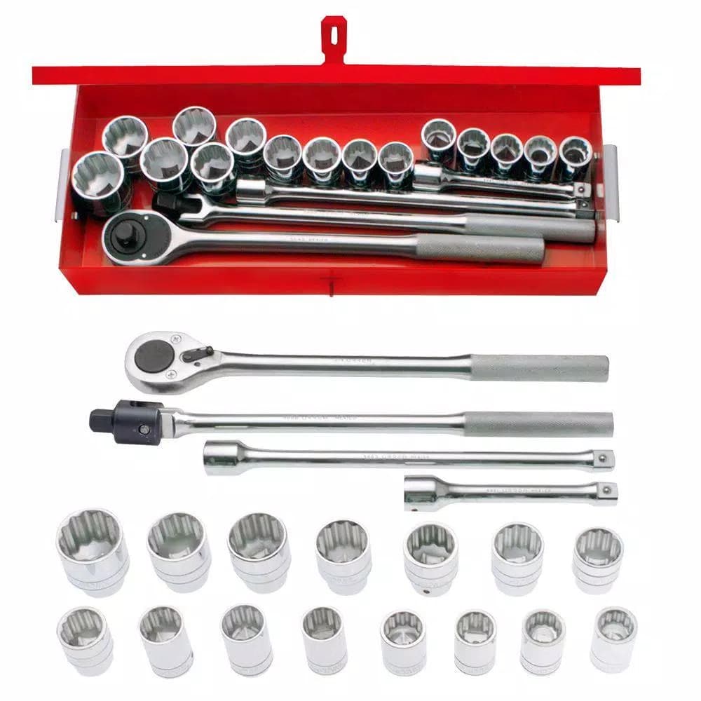 Urrea 19-Piece 3/4 in. Drive 12-Point Metric Hand Socket & Accessories Set