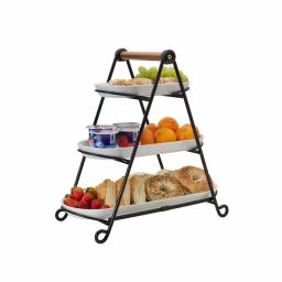 Gourmet Basics by Mikasa Mikasa Gourmet Basics 3-Tier Oval Clay Server with Acacia Wood Handle thumbnail 3