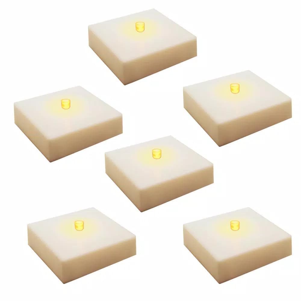 LUMABASE LumaLite Luminaria Lights, 6-Count Amber Flickering LED Battery Operated Flameless Candles