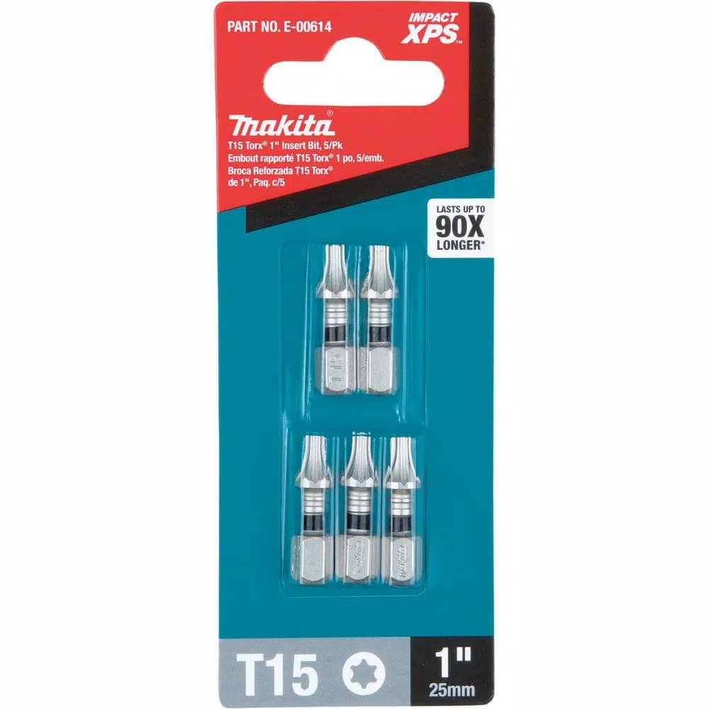 Makita ImpactXPS T15 Torx 1 in. Insert Bits, 5-Pack