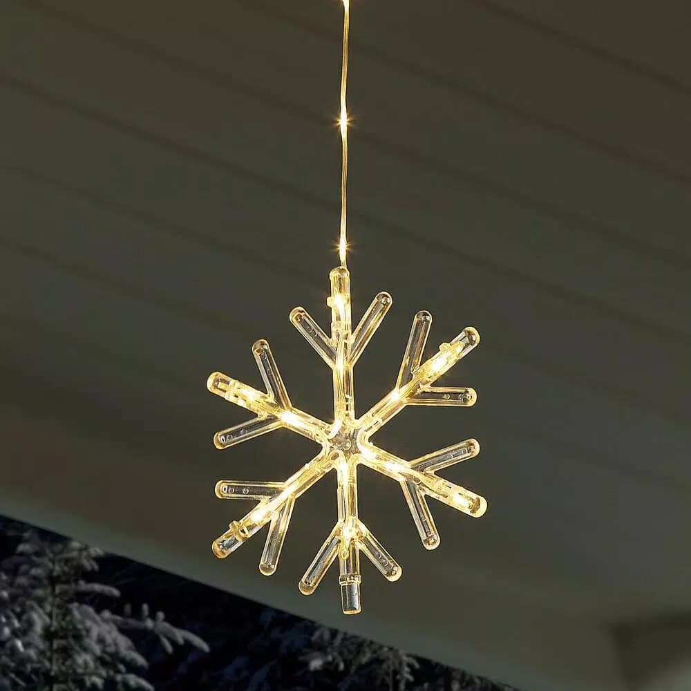 Home Accents Holiday 64 in. Snowflake Icicle Lights, 150 Warm White Micro Dot LED