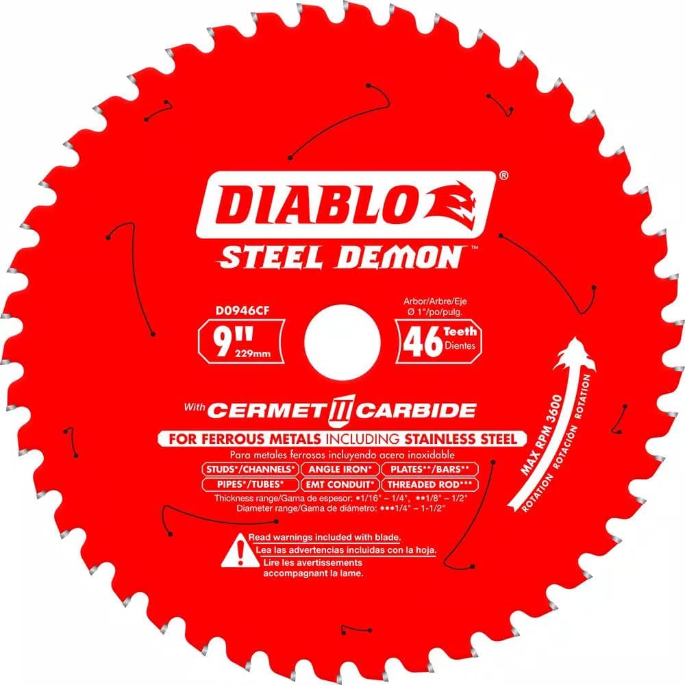 Diablo Steel Demon Cermet II 9 in. 46-Tooth Carbide Metal Cutting Saw Blade for Ferrous & Stainless Steel