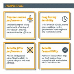 POWERTEC 15 Gal. High Efficiency Replacement Filter Bags for PORTER-CABLE 7814 Vacuum (3-Pack) thumbnail 3