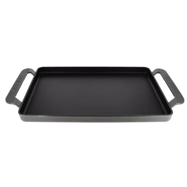 Chasseur 14-in Enameled Cast Iron Rectangular Griddle - Caviar Grey