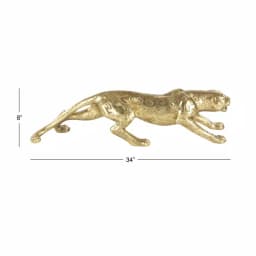 LITTON LANE 34 in. Wild Life Leopard Sculpture in Polished Gold Polystone thumbnail 7
