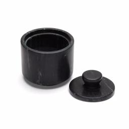 Fox Run Black Marble Salt Cellar with Lid - Elegant Spice and Herb Container thumbnail 2