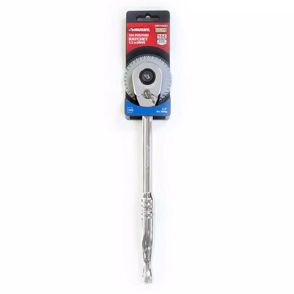 Husky 1/2 in. Drive 144-Tooth Pro Ratchet, Low Profile Teardrop Head