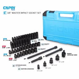 Capri Tools 48-Piece 3/8 in. Drive SAE/Metric Master Impact Socket Set with Adapters and Extensions thumbnail 2