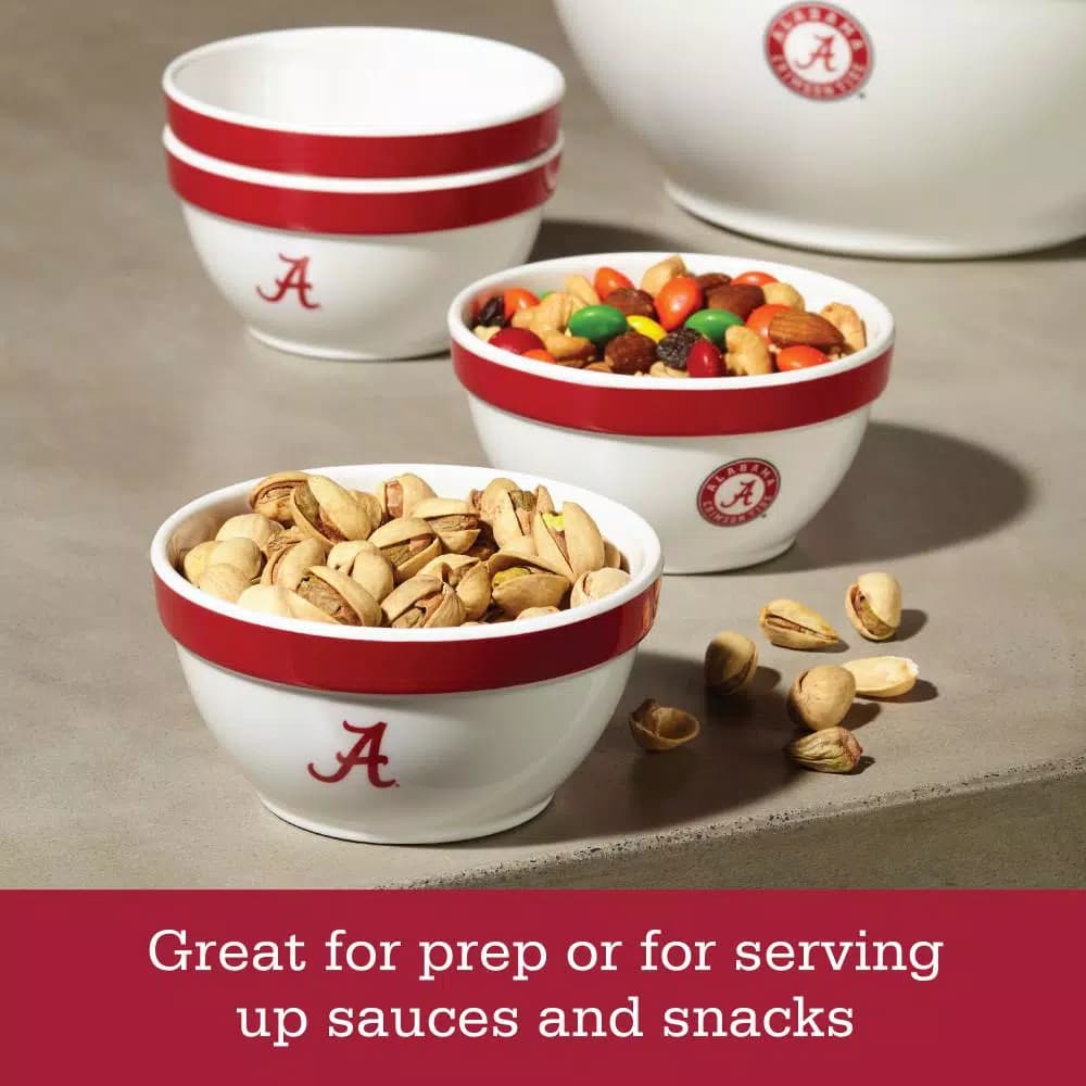 College Kitchen Collection Alabama Crimson Tide 4-Piece Party Bowl Set, Crimson Red