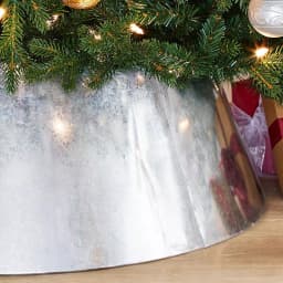 Home Accents Holiday 27 in. Galvanized Steel Christmas Tree Collar, Silver Metal Tree Stand Cover thumbnail 5