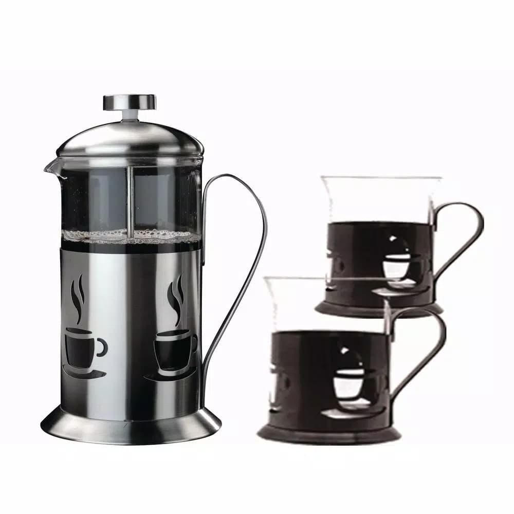 BergHOFF CooknCo 2.5-Cup Stainless Steel and Glass French Press Coffee Maker