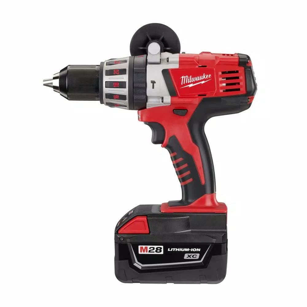 Milwaukee M28 28V Cordless 1/2 in. Hammer Drill Kit with Two 3.0 Ah Batteries and Charger