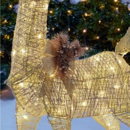 Home Accents Holiday 4 ft LED White Deer with Gold Bow, 80 Warm White Lights, Indoor/Outdoor Yard Decoration thumbnail 5
