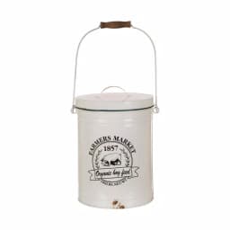 Glitzhome 13 in. Farmhouse Enamel Metal Canister with Wire Handle and Distressed Finish thumbnail 1