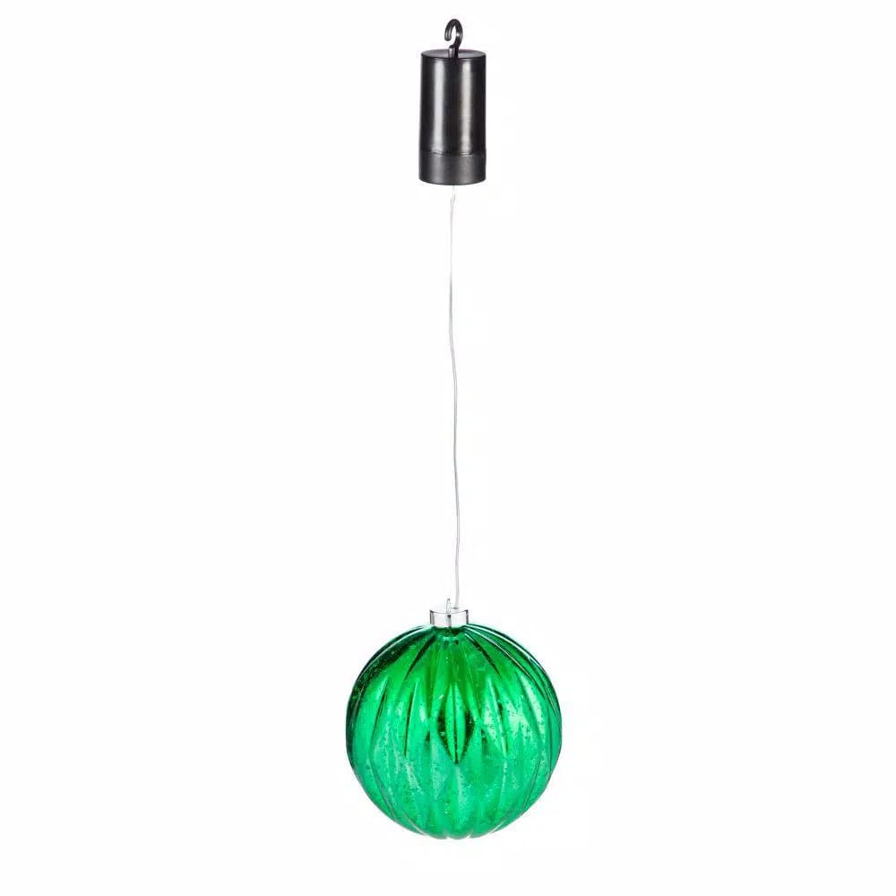 Evergreen 6 in. Shatterproof LED Ball Christmas Ornament, Battery Operated, Outdoor Safe, Green