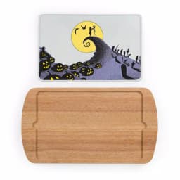 TOSCANA Jack and Sally Billboard 17 in. Glass Top Serving Tray & Rubberwood Cutting Board thumbnail 2
